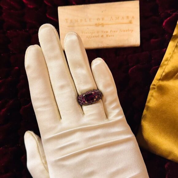 10K Gold -Natural Indian Garnet Cluster Ring - Size 6 -4.5CTTW Garnet Ring -4.4g - Picture 14 of 16